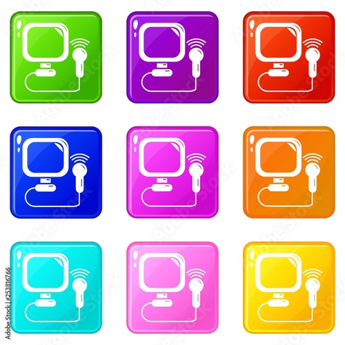 Ultrasound icons set 9 color collection isolated on white for any design