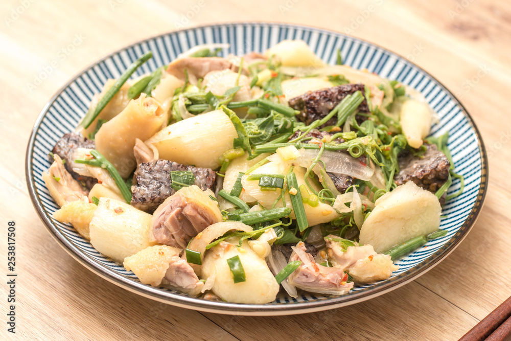 Taiwanese Food, called salty chicken, which is a kind of traditional food that meat or fowl stewed with salty and strained before serving. Taiwanese Food, called salty chicken, which is a kind of traditional food that meat or fowl stewed with salty and strained before serving.