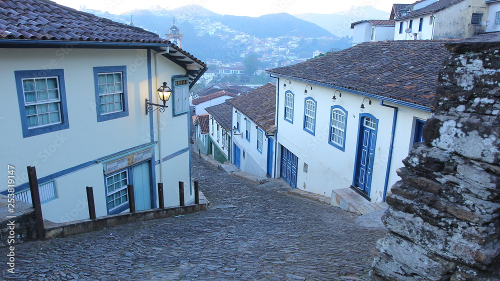 Ouro Preto in the state of Minas Gerais, Brazil. The city is a UNESCO world heritage site.