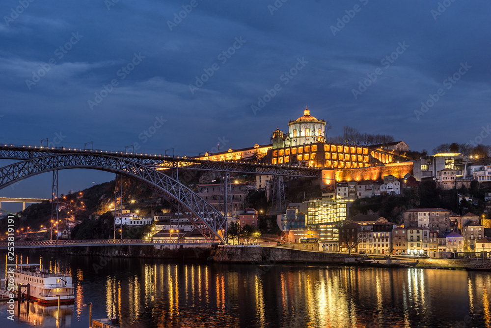 Looking across the Douro river to Gaia in Porto Portugal