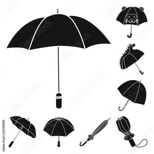 Vector illustration of weather and rainy sign. Set of weather and rain vector icon for stock.