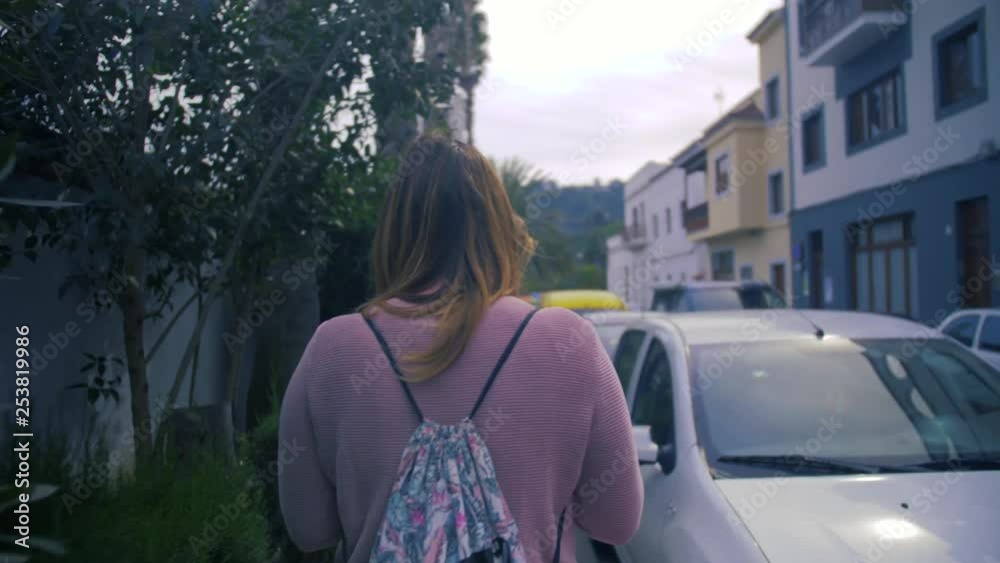 Girl walking in Teror, Canary Islands