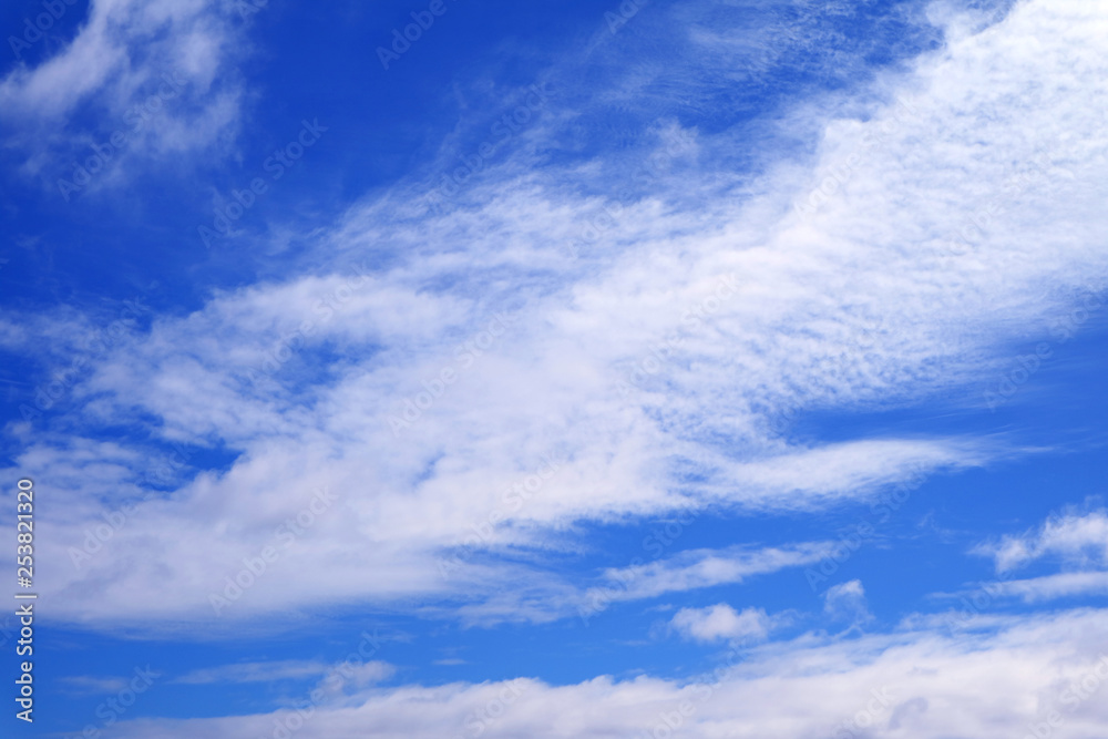 Vivid blue sky with pure white clouds