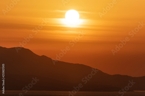 Landscape of Seytan Sofrasi (the Devil's Footprint) seen from touristic place at Ayvalik Balikesir in Turkey. photo