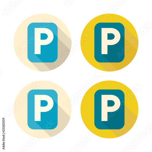 Flat Design Icons. Road Sign Indicating Parking. Vector Illustration.