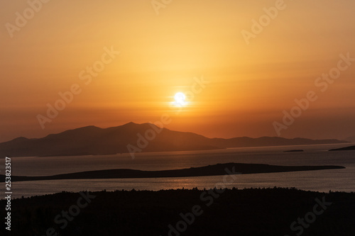 Landscape of Seytan Sofrasi (the Devil's Footprint) seen from touristic place at Ayvalik Balikesir in Turkey. photo