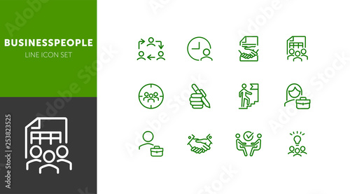 Businesspeople line icon set