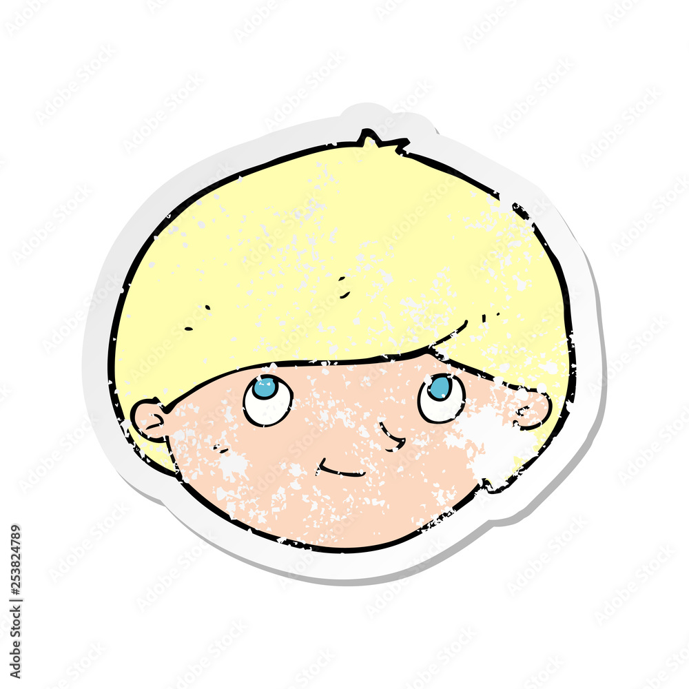 retro distressed sticker of a cartoon happy man retro distressed sticker of a cartoon happy man