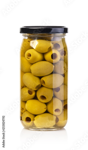 olives bottles on a white
