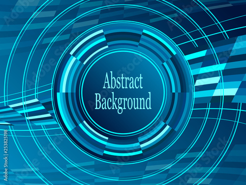 Abstract sport or business or IT technology background with circle particles radio waves  in blue. Concept mass media broadcasting