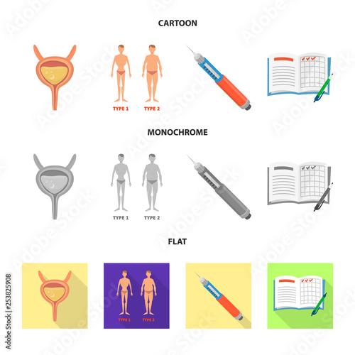Vector illustration of diet and treatment  icon. Collection of diet and medicine vector icon for stock.