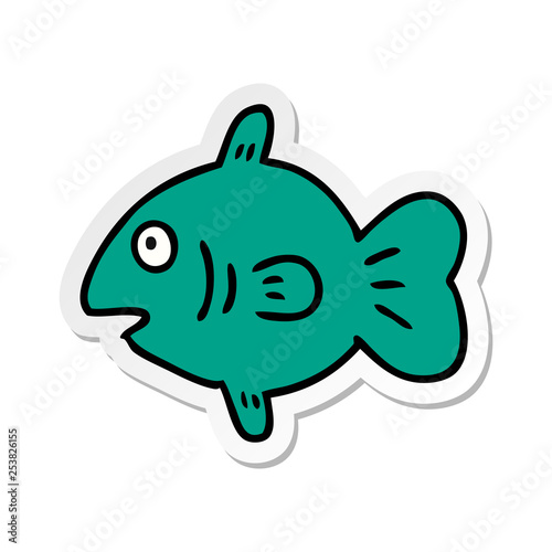 sticker cartoon doodle of a marine fish