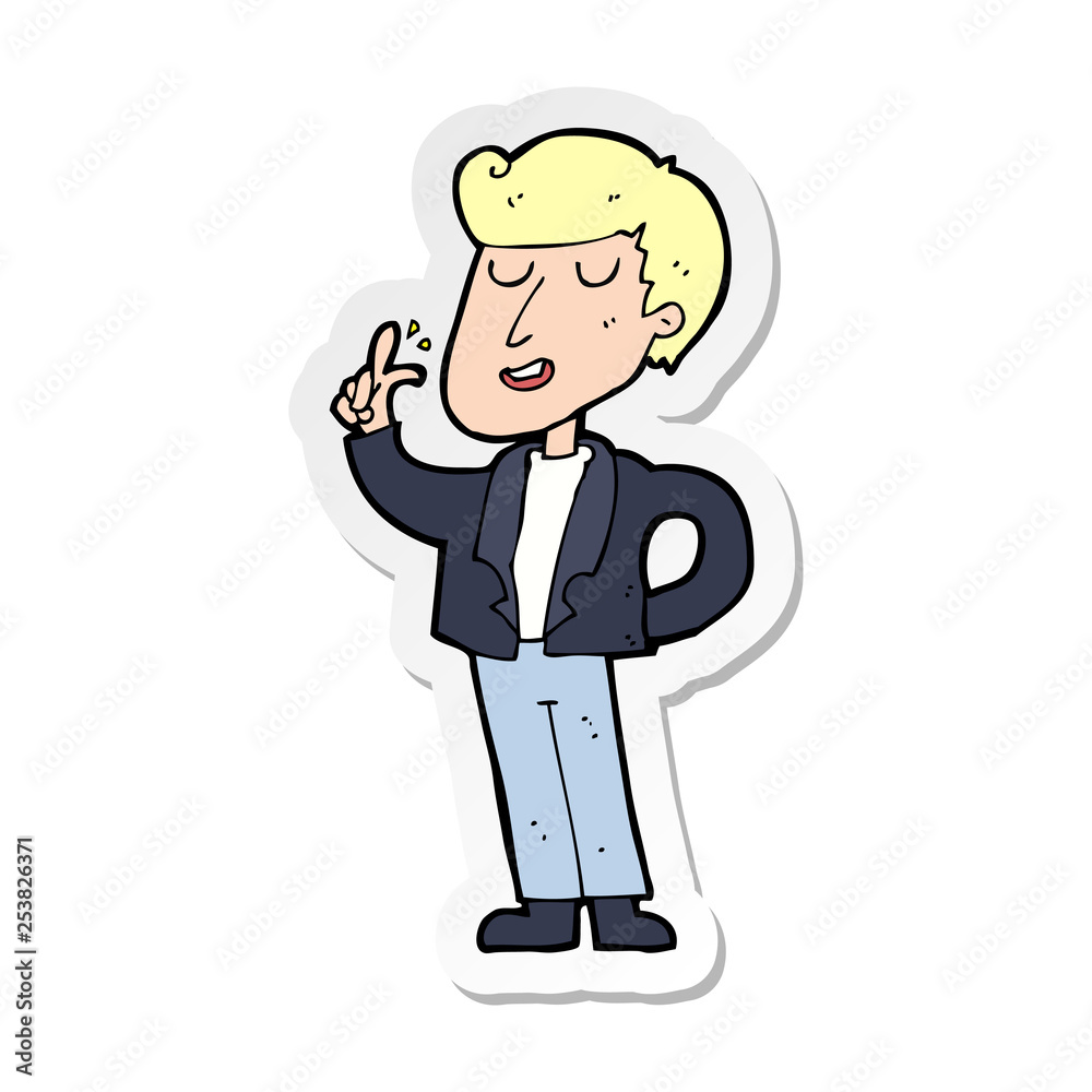 Fototapeta premium sticker of a cartoon cool guy snapping fingers