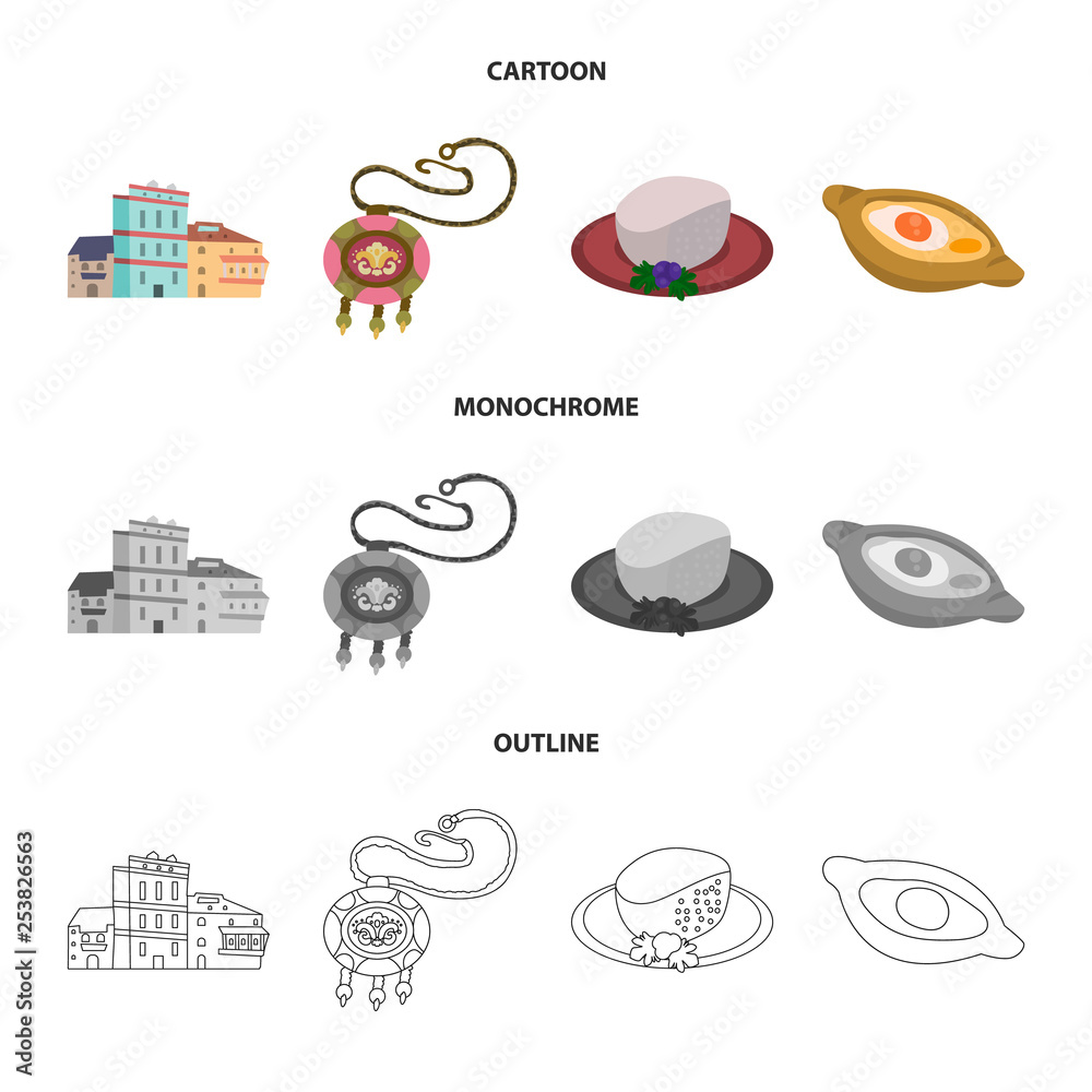 Naklejka premium Isolated object of culture and sightseeing sign. Set of culture and originality stock symbol for web.