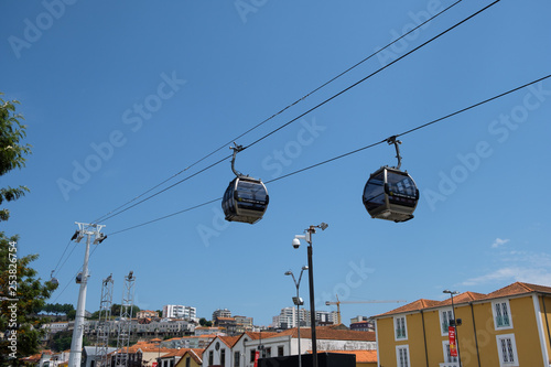 Porto - Portugal / 24. june 2018: Cable car over the town