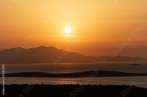 Landscape of Seytan Sofrasi (the Devil's Footprint) seen from touristic place at Ayvalik Balikesir in Turkey. photo