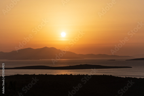 Landscape of Seytan Sofrasi (the Devil's Footprint) seen from touristic place at Ayvalik Balikesir in Turkey. photo