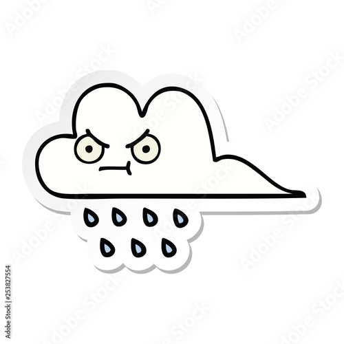 sticker of a cute cartoon rain cloud