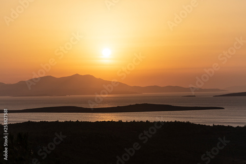 Landscape of Seytan Sofrasi (the Devil's Footprint) seen from touristic place at Ayvalik Balikesir in Turkey. photo