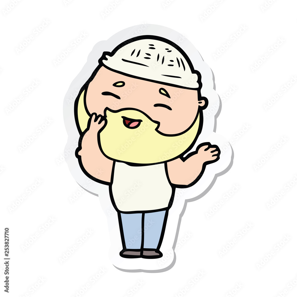 sticker of a cartoon happy bearded man