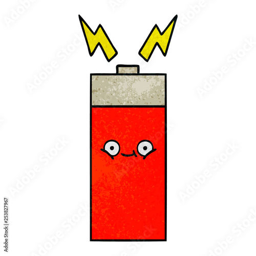 retro grunge texture cartoon battery