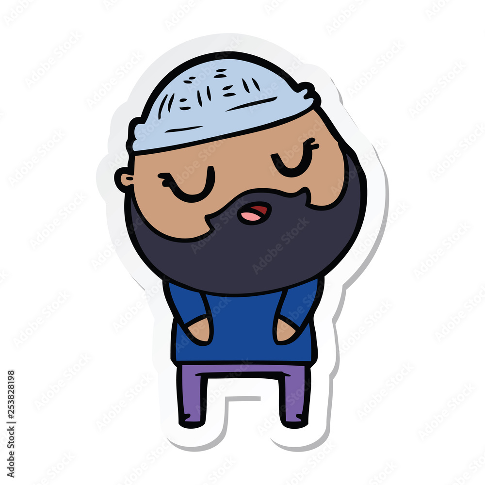 sticker of a cartoon man with beard