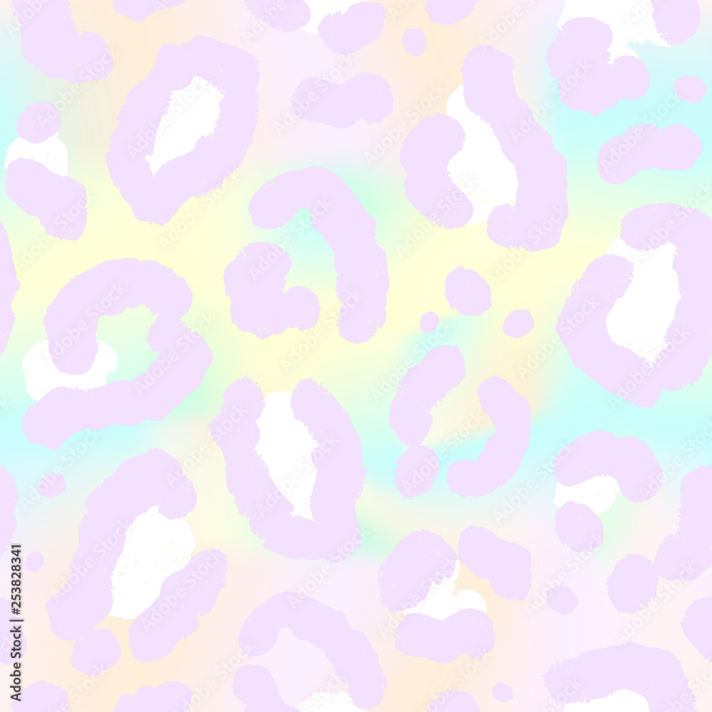 Seamless holographic pattern with leopard skin. Trendy abstract texture  with animal print. Fashion foil pastel background, vector illustration.  Stock Vector | Adobe Stock