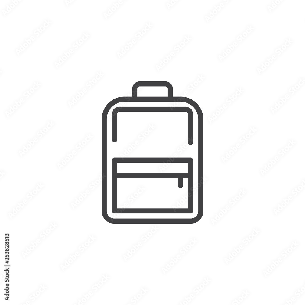 School bag line icon. linear style sign for mobile concept and web design. Backpack outline vector icon. Symbol, logo illustration. Pixel perfect vector graphics School bag line icon. linear style sign for mobile concept and web design. Backpack outline vector icon. Symbol, logo illustration. Pixel perfect vector graphics