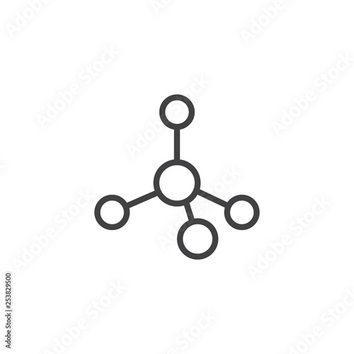 Molecular chemical scheme line icon. linear style sign for mobile concept and web design. Molecule, atom outline vector icon. Chemistry symbol, logo illustration. Pixel perfect vector graphics