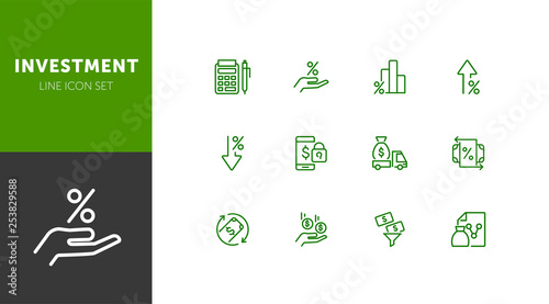 Investment line icon set