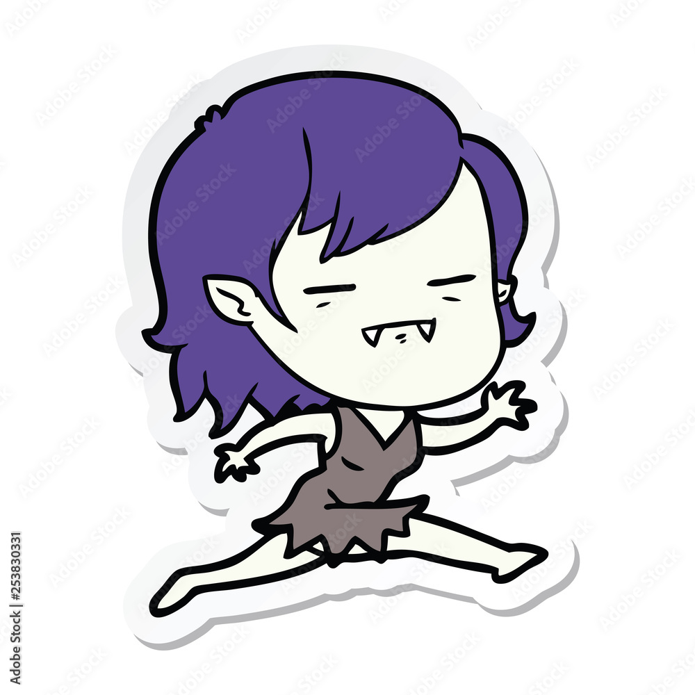 sticker of a cartoon undead vampire girl sticker of a cartoon undead vampire girl