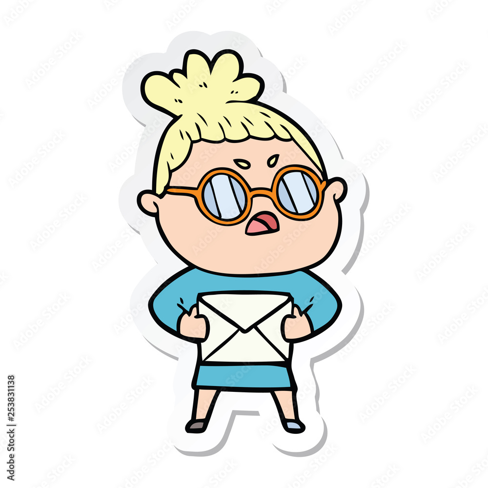 sticker of a cartoon annoyed woman sticker of a cartoon annoyed woman