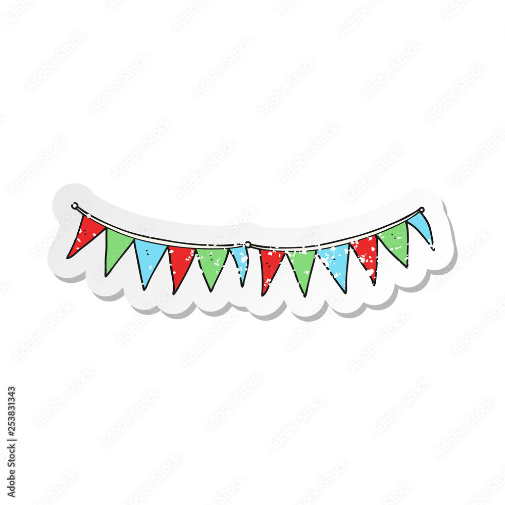 Obraz premium retro distressed sticker of a cartoon bunting flags