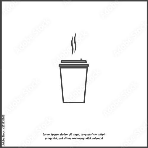 Vector icon of a disposable cup of coffee. A stale coffee drink in the dishes on white isolated background.