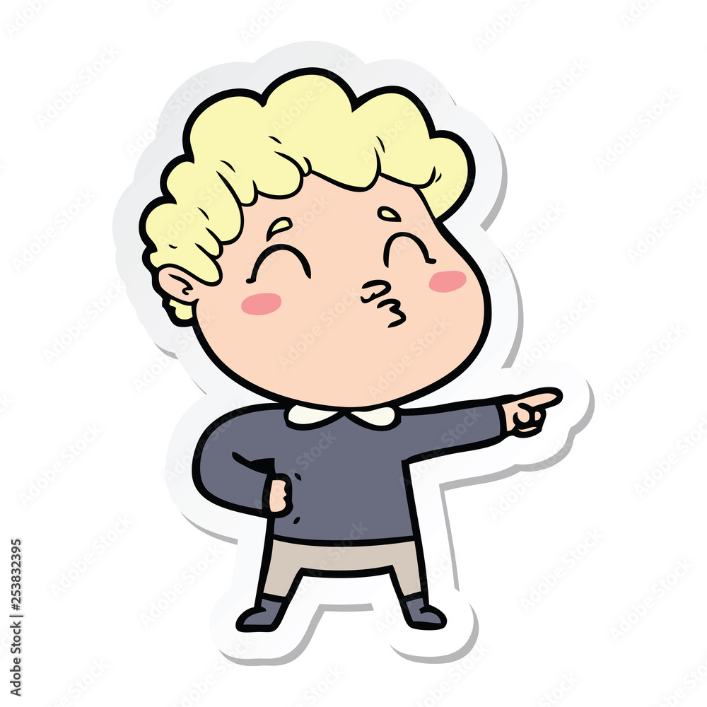 sticker of a cartoon man pouting sticker of a cartoon man pouting