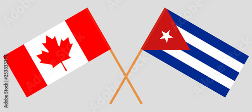 Cuba and Canada. The Cuban and Canadian flags. Official colors. Correct proportion. Vector