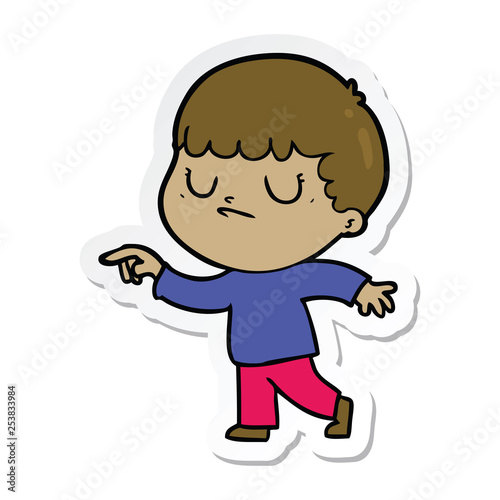 sticker of a cartoon grumpy boy
