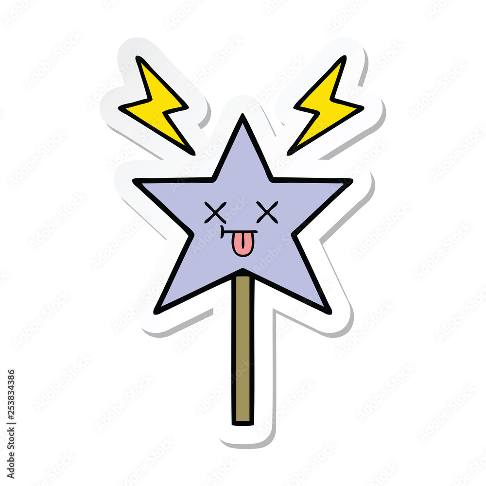 sticker of a cute cartoon magic wand
