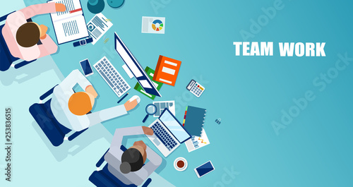 Vector of business people having a meeting and brainstorming a strategy