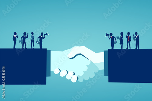 Vector of businesspeople reaching an agreement after successful negotiations