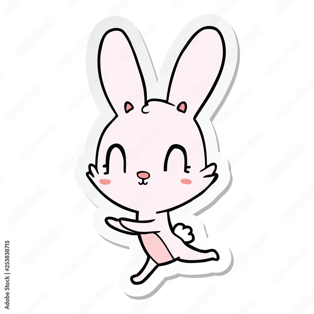 Obraz premium sticker of a cute cartoon rabbit