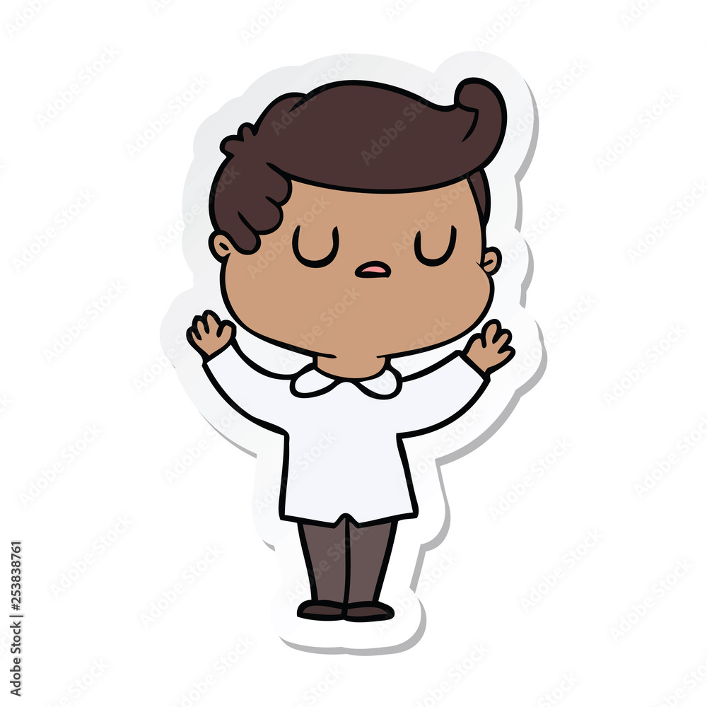 sticker of a cartoon aloof man