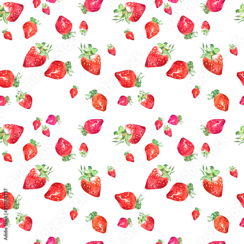 Watercolor seamless pattern with hand drawn fresh juicy fruits