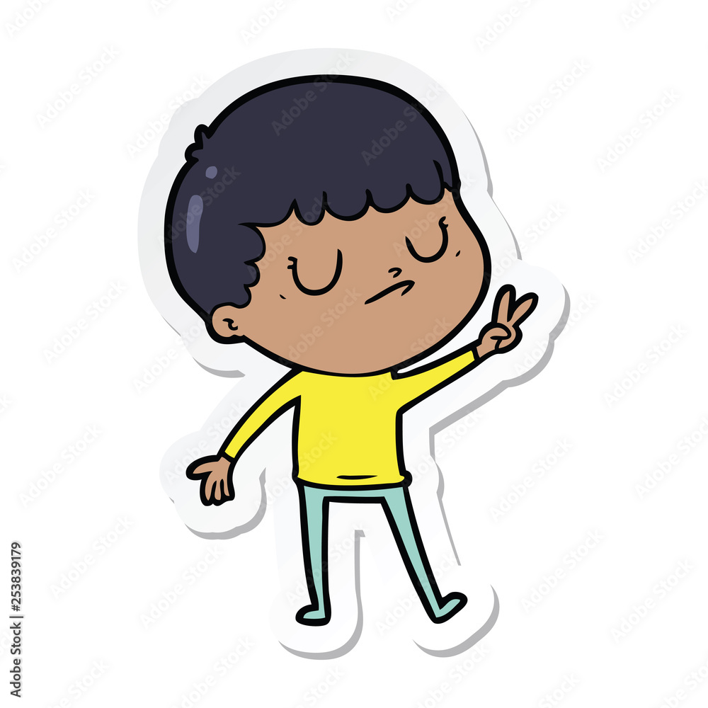 sticker of a cartoon grumpy boy sticker of a cartoon grumpy boy
