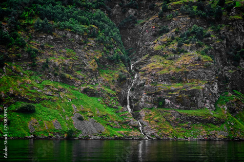 Beautiful little waterfall mountain. Sognefjord  Norway