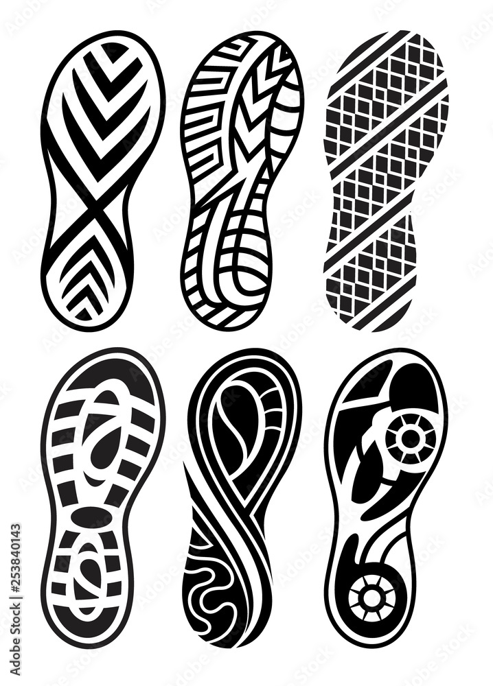 Shoe prints vector big set Shoe prints vector big set