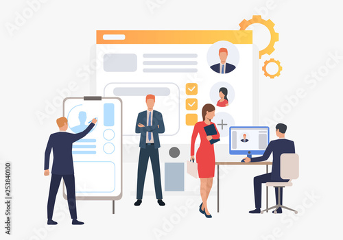 Recruitment agency, applicants and job interview