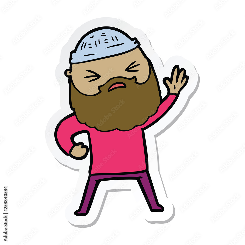 sticker of a cartoon man with beard sticker of a cartoon man with beard