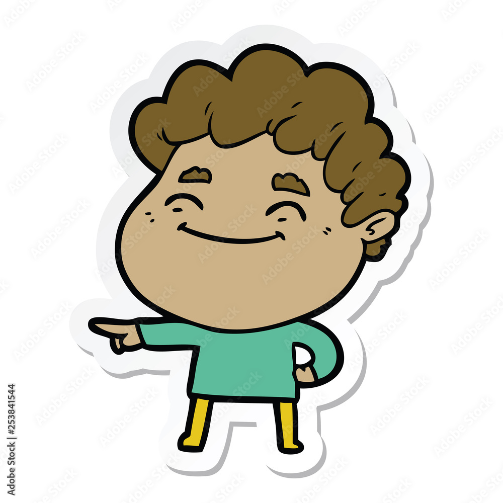 sticker of a cartoon friendly man