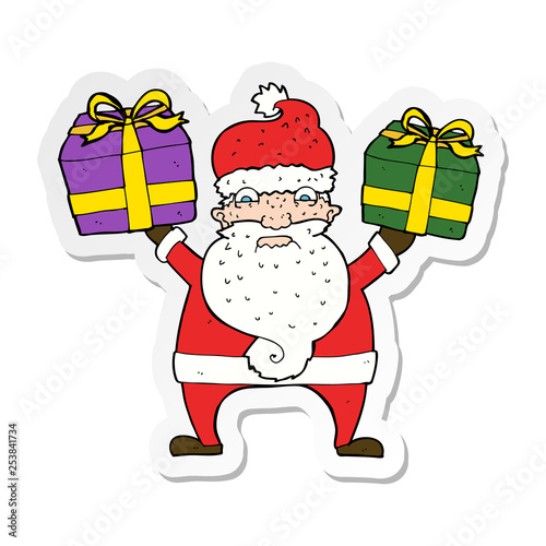 sticker of a cartoon annoyed santa